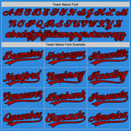 Custom Stitched Powder Blue Red-Black Baseball Pullover Sweatshirt Hoodie