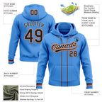 Custom Stitched Powder Blue Black Orange-White Baseball Pullover Sweatshirt Hoodie