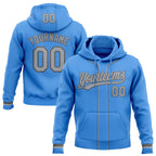 Custom Stitched Powder Blue Gray-Steel Gray Baseball Pullover Sweatshirt Hoodie