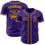 Custom Purple Gold Authentic Baseball Jersey