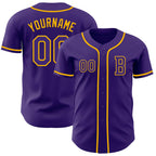 Custom Purple Gold Authentic Baseball Jersey