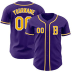 Custom Purple Gold-White Authentic Baseball Jersey
