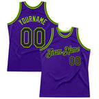 Custom Purple Black-Neon Green Authentic Throwback Basketball Jersey