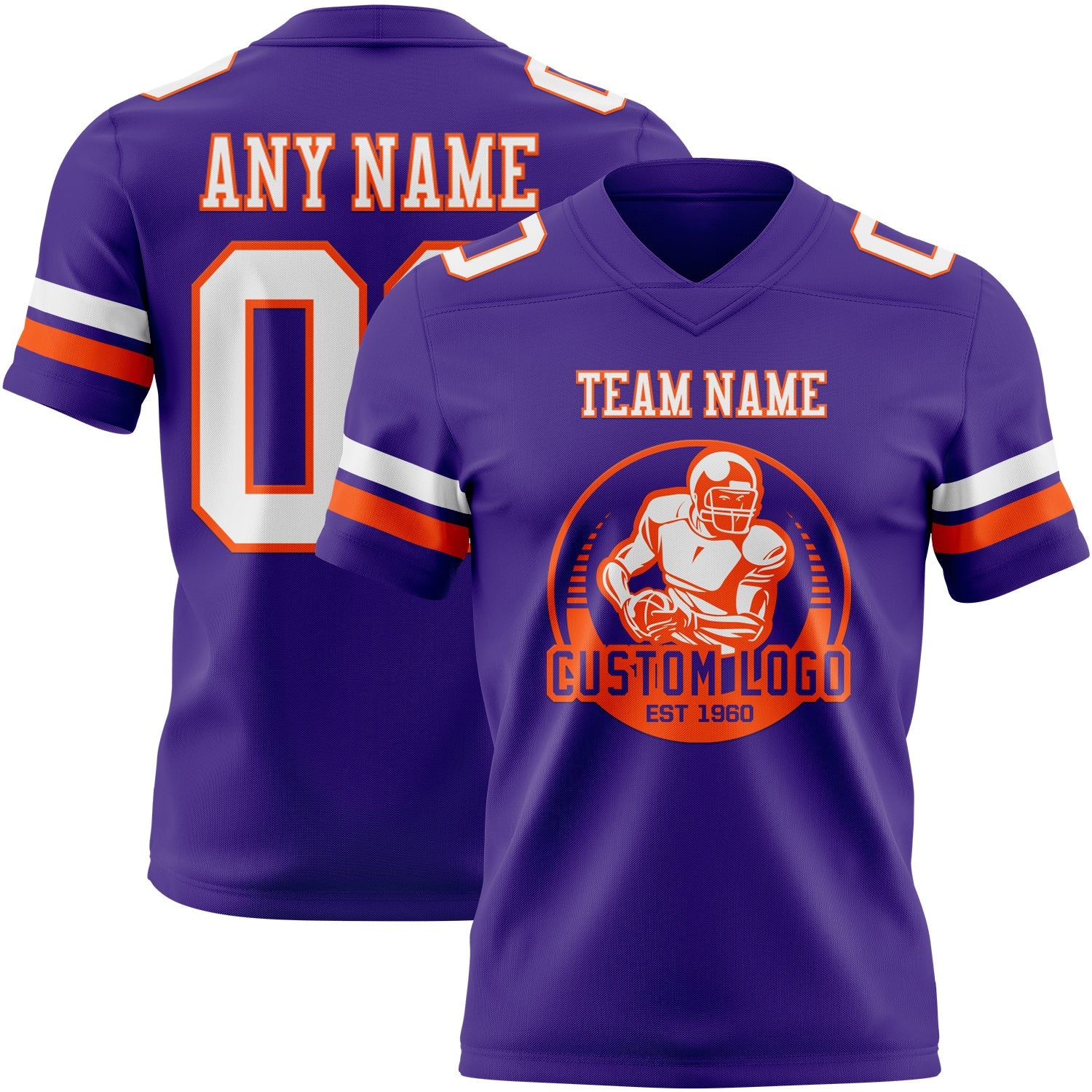 Custom Purple White-Orange Authentic Football Jersey