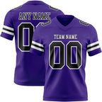Custom Purple Black-White Authentic Football Jersey
