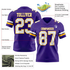 Custom Purple White-Gold Authentic Football Jersey