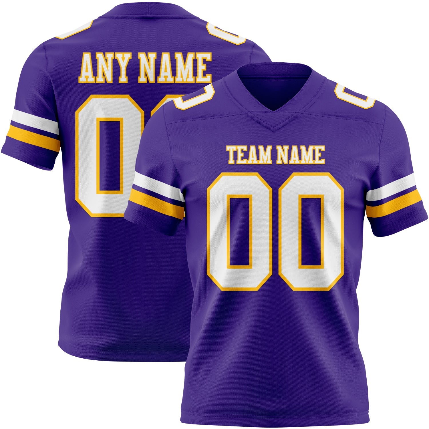 Custom Purple White-Gold Authentic Football Jersey