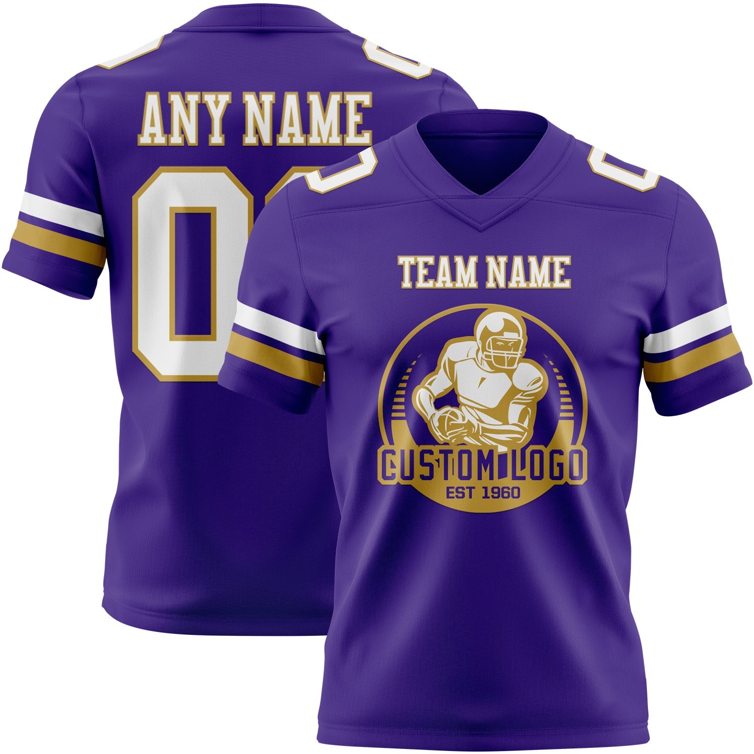 Custom Purple White-Old Gold Authentic Football Jersey