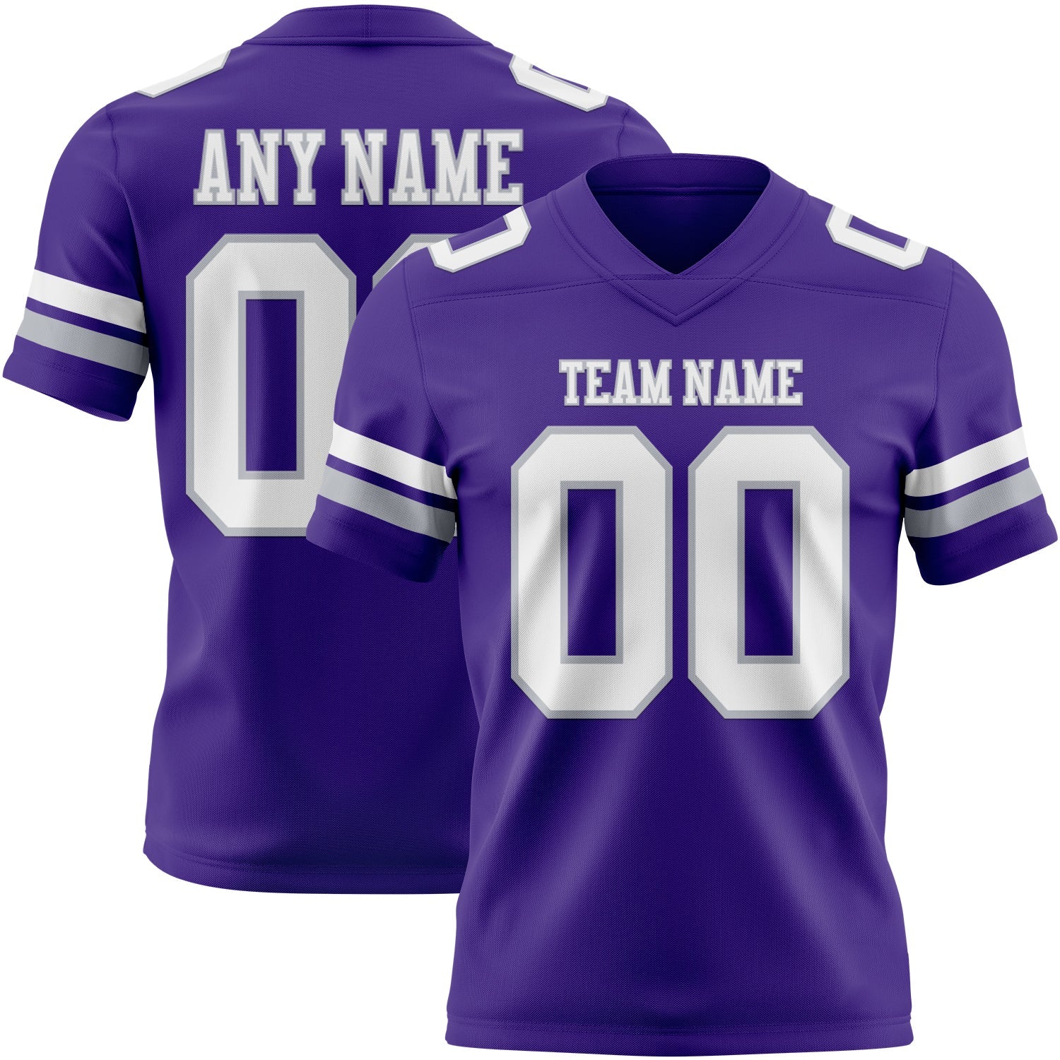 Custom Purple White-Gray Authentic Football Jersey