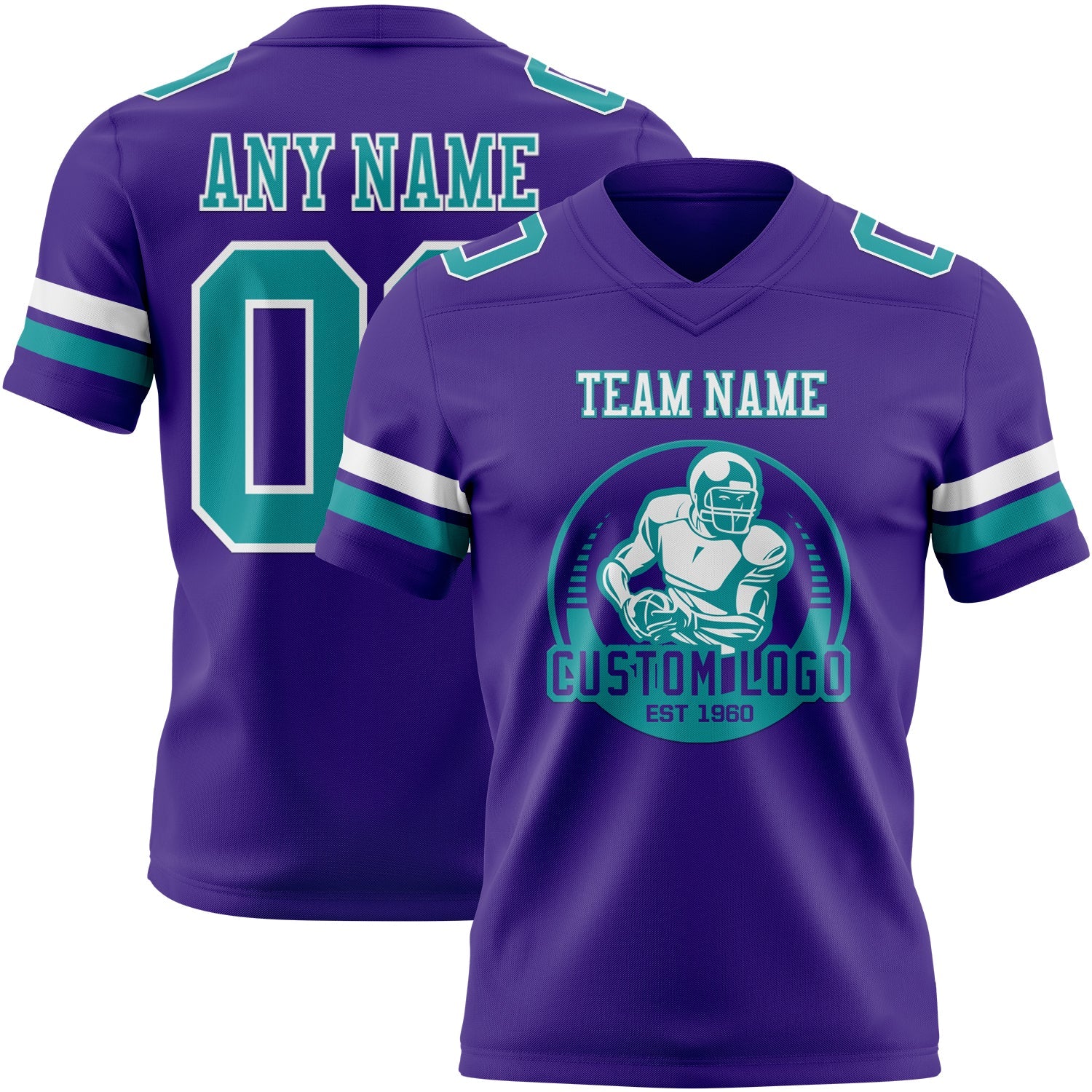Custom Purple Teal-White Authentic Football Jersey