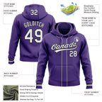 Custom Stitched Purple White-Black Baseball Pullover Sweatshirt Hoodie