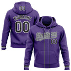 Custom Stitched Purple Black-White Baseball Pullover Sweatshirt Hoodie