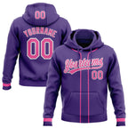 Custom Stitched Purple Pink-White Baseball Pullover Sweatshirt Hoodie