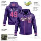 Custom Stitched Purple Pink Black-White Baseball Pullover Sweatshirt Hoodie