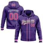 Custom Stitched Purple Pink Black-White Baseball Pullover Sweatshirt Hoodie