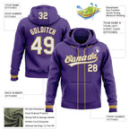 Custom Stitched Purple White-Old Gold Baseball Pullover Sweatshirt Hoodie