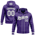 Custom Stitched Purple White-Gray Baseball Pullover Sweatshirt Hoodie