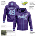 Custom Stitched Purple Light Blue-White Baseball Pullover Sweatshirt Hoodie