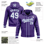 Custom Stitched Purple White-Light Blue Baseball Pullover Sweatshirt Hoodie
