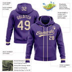Custom Stitched Purple Cream Baseball Pullover Sweatshirt Hoodie