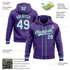 Custom Stitched Purple White-Teal Baseball Pullover Sweatshirt Hoodie