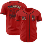 Custom Red Vintage USA Flag-Black Authentic Baseball Jersey