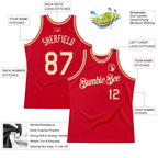 Custom Red Cream Authentic Throwback Basketball Jersey