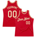 Custom Red Cream Authentic Throwback Basketball Jersey