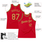 Custom Red Old Gold-Black Authentic Throwback Basketball Jersey