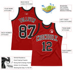 Custom Red Black-White Authentic Throwback Basketball Jersey