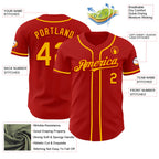 Custom Red Gold Authentic Baseball Jersey