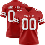 Custom Red White Authentic Football Jersey