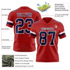 Custom Red Navy-White Authentic Football Jersey