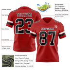 Custom Red Black-White Authentic Football Jersey