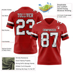 Custom Red White-Black Authentic Football Jersey