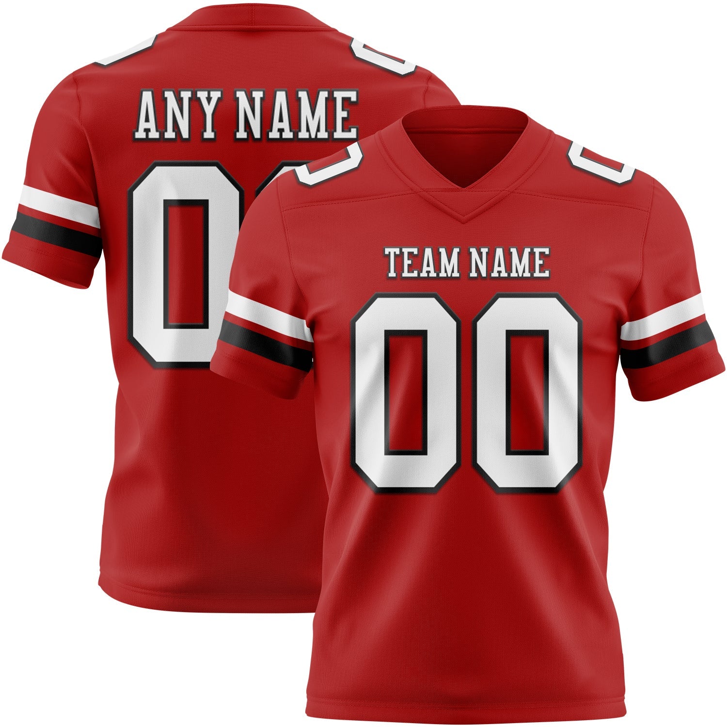Custom Red White-Black Authentic Football Jersey
