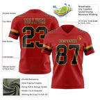 Custom Red Black-Old Gold Authentic Football Jersey