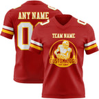 Custom Red White-Gold Authentic Football Jersey