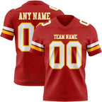 Custom Red White-Gold Authentic Football Jersey