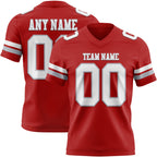Custom Red White-Gray Authentic Football Jersey