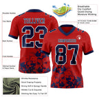 Custom Red Navy-White 3D Pattern Splash Authentic Football Jersey