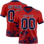 Custom Red Navy-White 3D Pattern Splash Authentic Football Jersey
