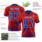 Custom Red Royal-White 3D Pattern Splash Authentic Football Jersey