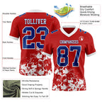 Custom Red Royal-White 3D Pattern Splash Authentic Football Jersey