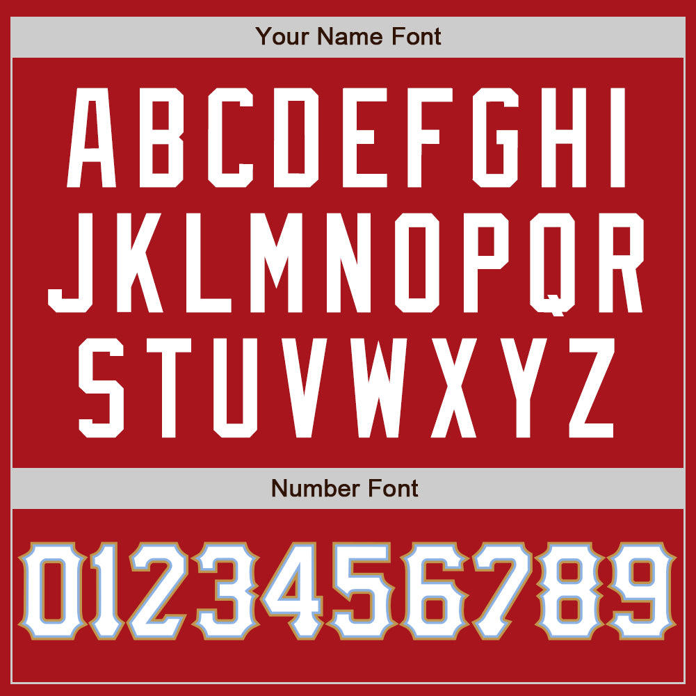 Custom Red White Light Blue-Old Gold Authentic Baseball Jersey