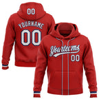 Custom Stitched Red White-Navy Baseball Pullover Sweatshirt Hoodie
