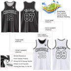 Custom Reversible Black White Double Side Sublimation Basketball Suit Jersey
