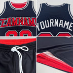 Custom Reversible Black Red-White Double Side Sublimation Basketball Suit Jersey