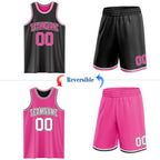 Custom Reversible Black Pink-White Double Side Sublimation Basketball Suit Jersey