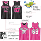 Custom Reversible Black Pink-White Double Side Sublimation Basketball Suit Jersey